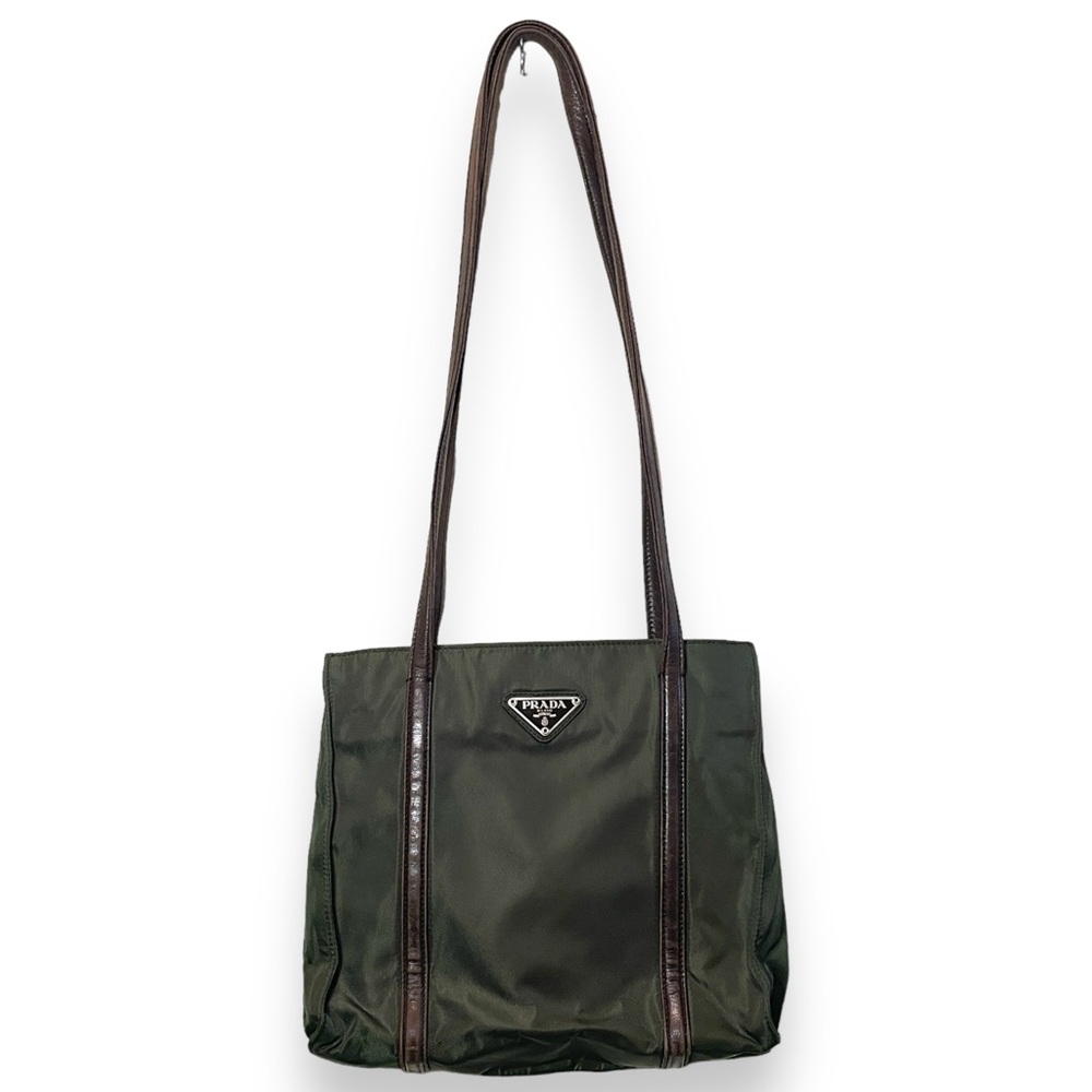 Authentic Prada Green & Brown Mini Tote Purse in Great Vintage Condition